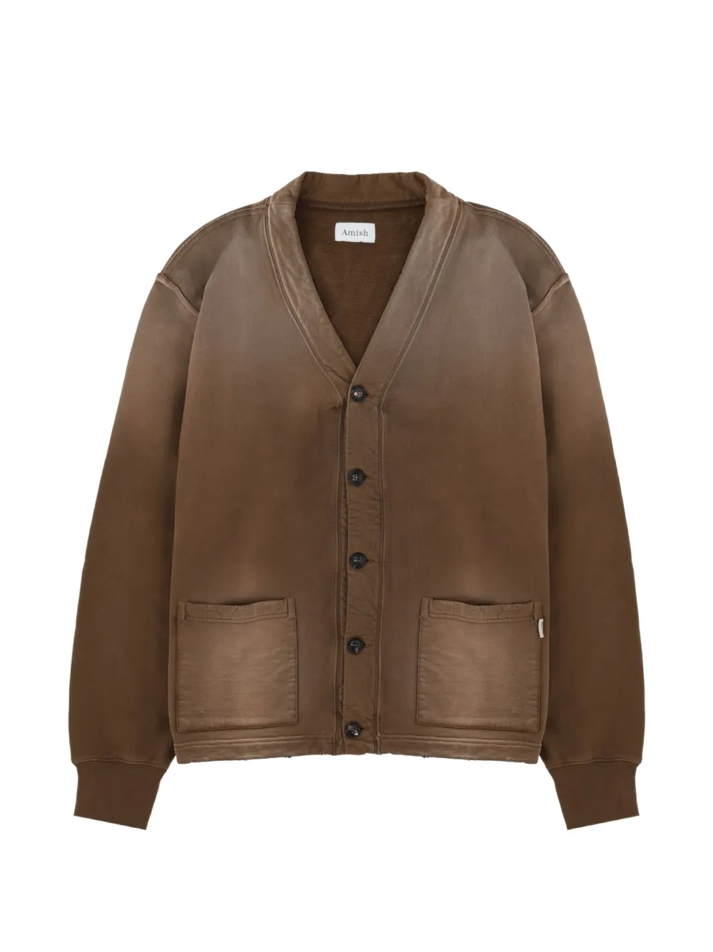 Amish Distressed-effect V-neck Cardigan In Brown