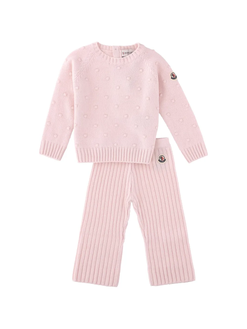 Moncler Enfant bobble-knit ribbed-knit set Roze