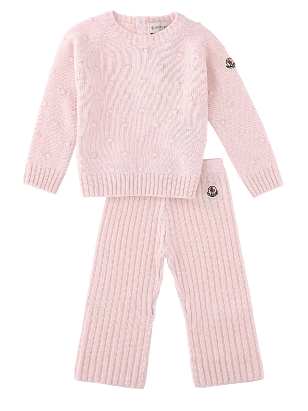 Moncler Enfant bobble-knit ribbed-knit set Roze
