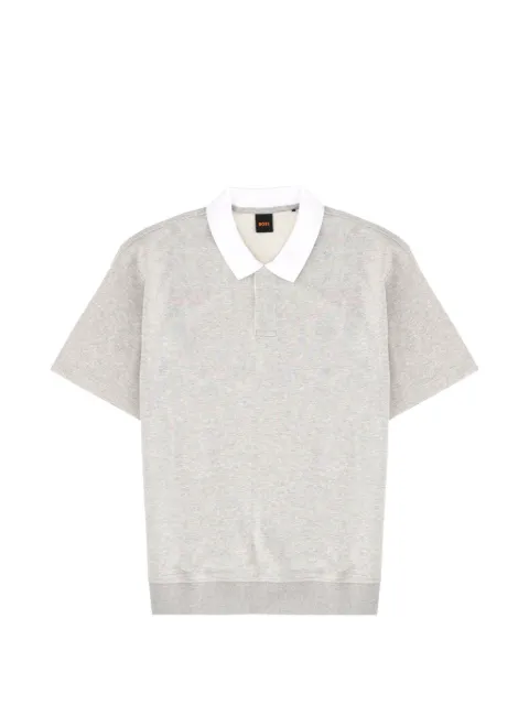 BOSS logo-embroidered contrast-collar polo shirt
