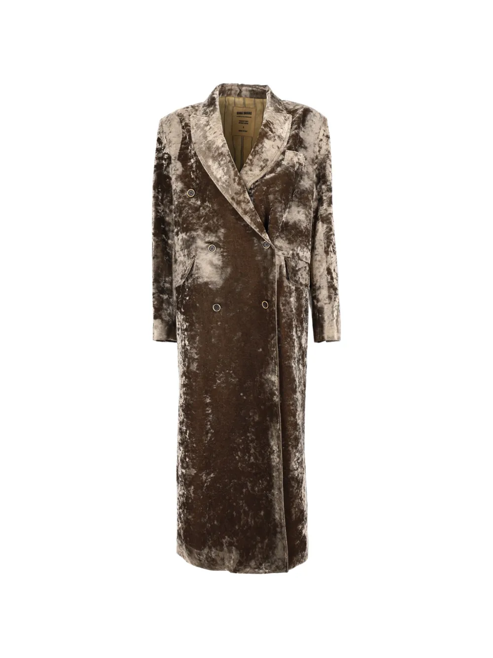 Uma Wang crushed-velvet double-breasted coat - Vert
