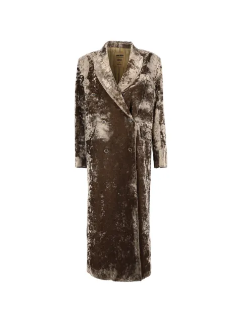 Uma Wang crushed-velvet double-breasted coat