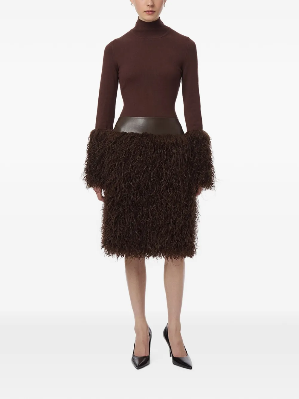 Apparis Aspen straight midi-rok van imitatiebont Bruin