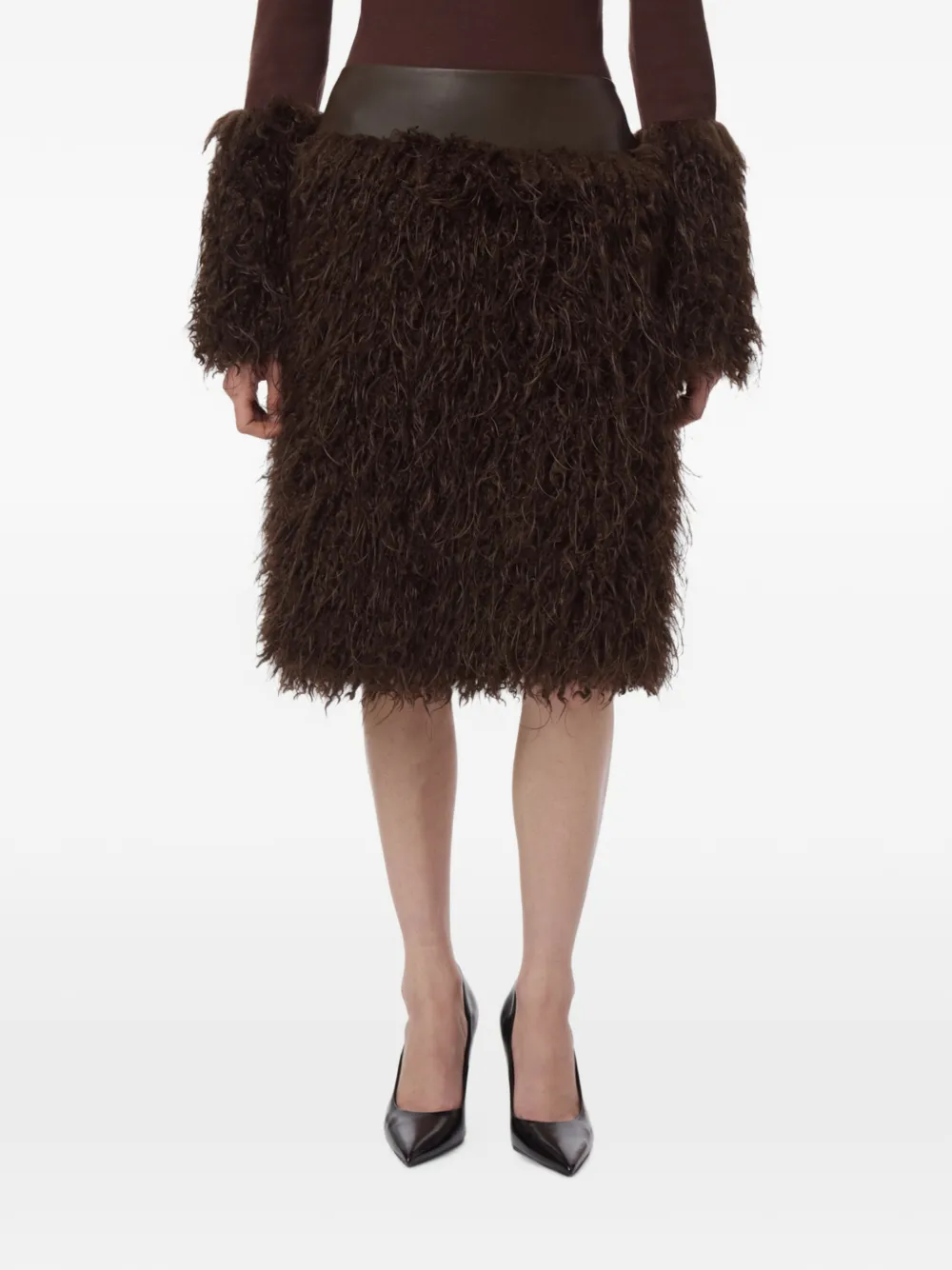 Apparis Aspen straight midi-rok van imitatiebont Bruin