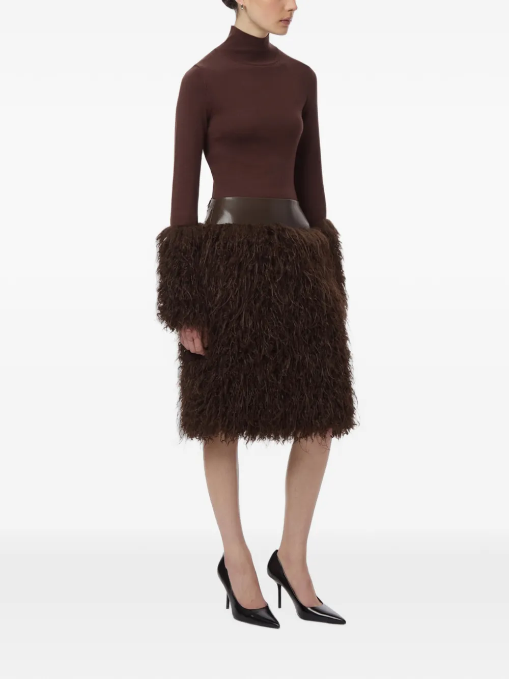Apparis Aspen straight midi-rok van imitatiebont Bruin