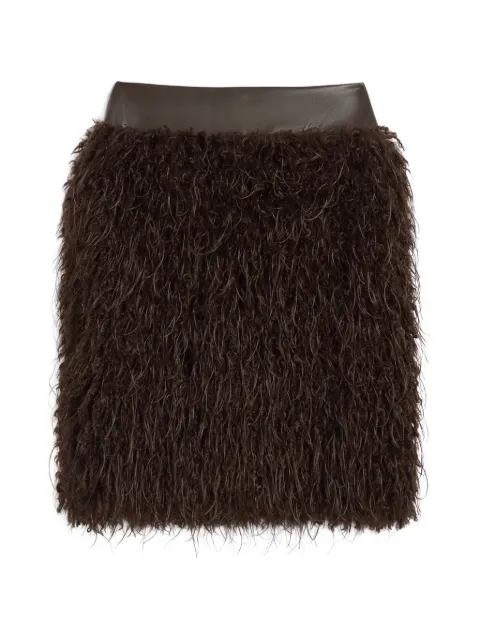 Apparis Aspen faux-fur straight midi skirt