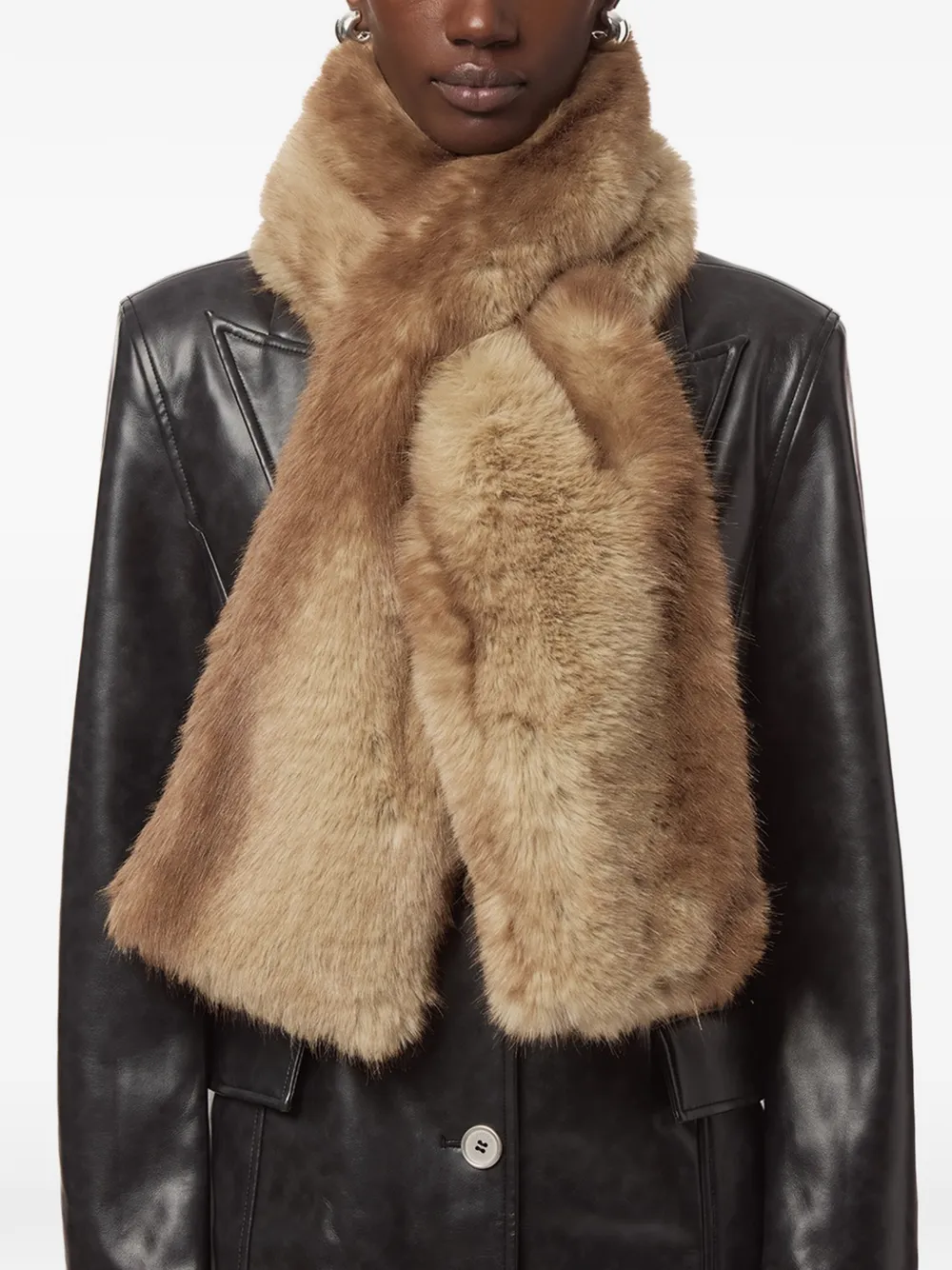 Apparis Kai sjaal van imitatiebont Beige