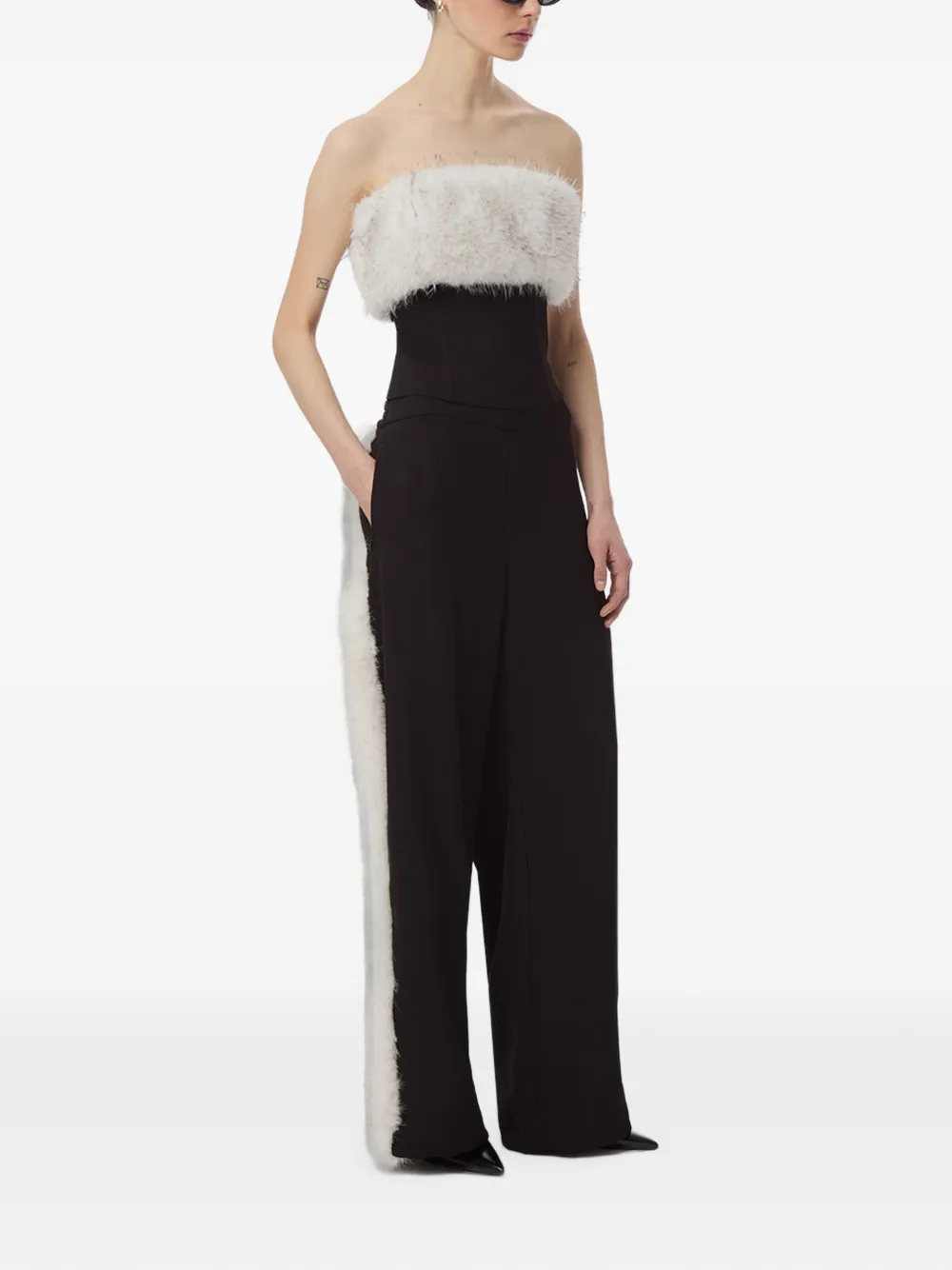 Apparis Ivy broek met afwerking van imitatiebont Zwart