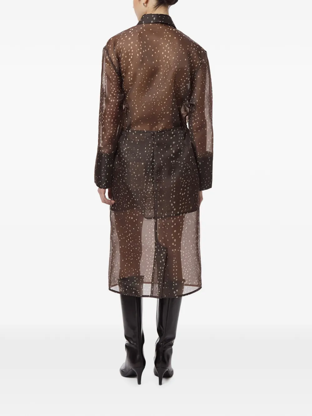 Apparis Tyra organza straight midi-rok Bruin
