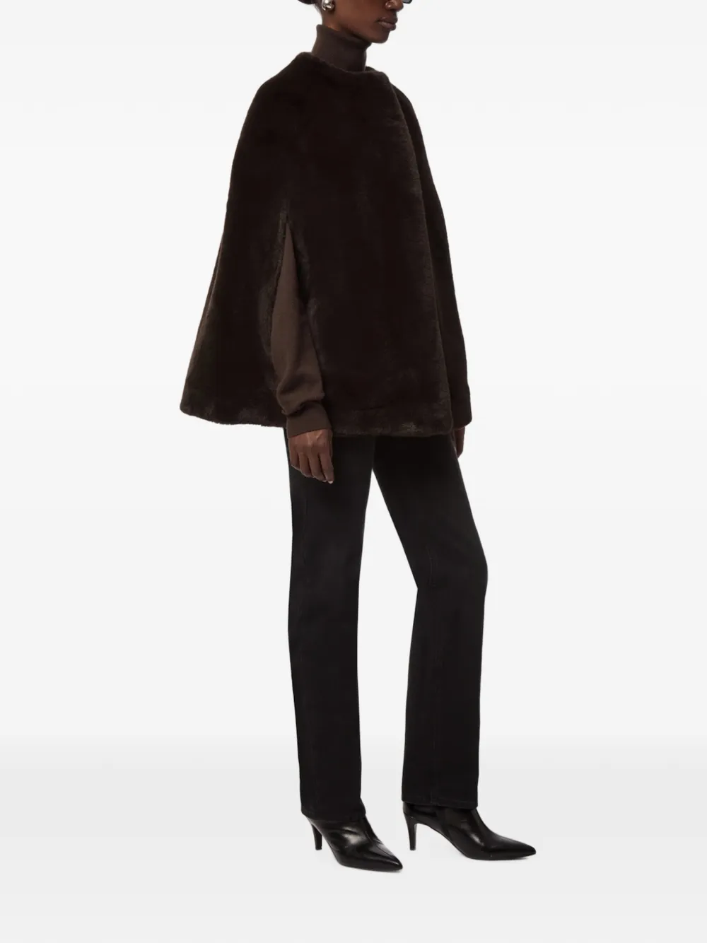 Apparis Sloane cape van imitatiebont Bruin