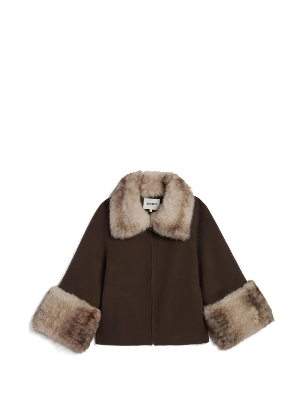 Apparis Judie faux-fur-trim single-breasted coat - Marrone