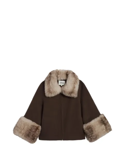 Apparis Judie faux-fur-trim single-breasted coat