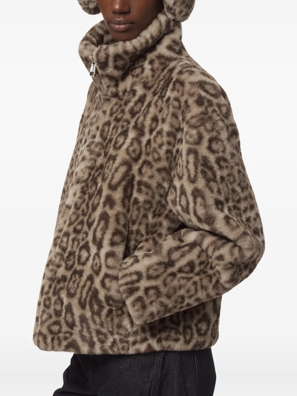 Apparis Brooks jack van imitatiebont met luipaard-print Beige