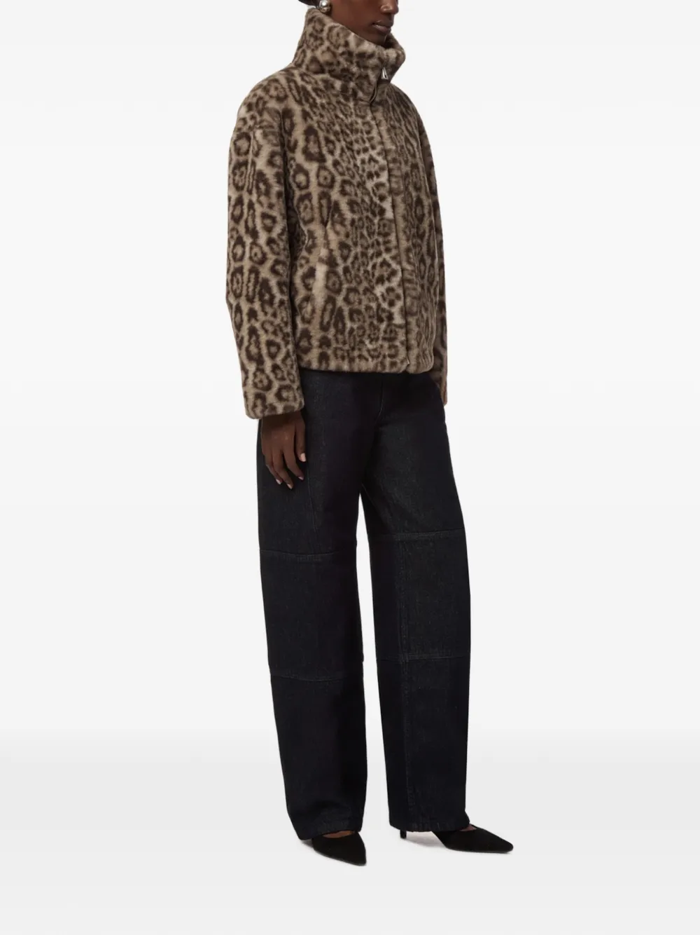Apparis Brooks jack van imitatiebont met luipaard-print Beige
