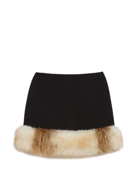 Apparis Meadow faux-fur trim mini skirt