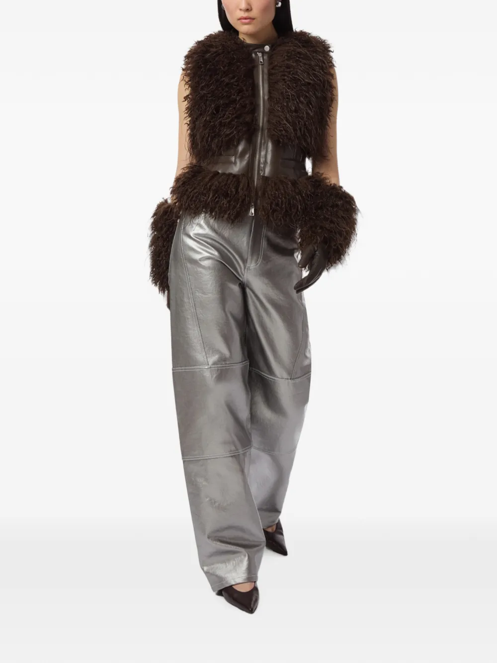 Apparis Cleo bodywarmer van imitatiebont Bruin