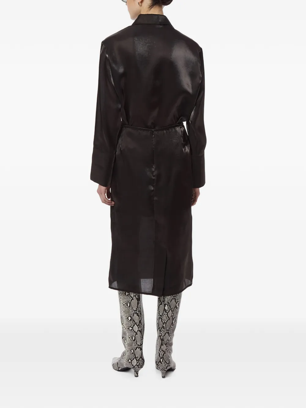 Apparis Tyra organza straight midi-rok Zwart
