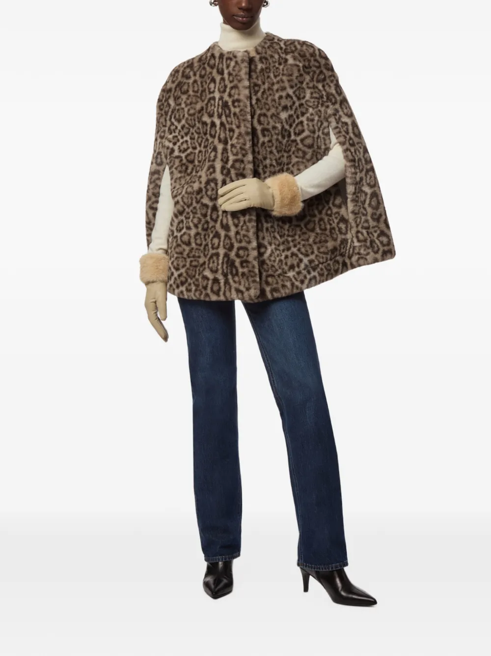 Apparis Sloane cape met luipaard-print Bruin