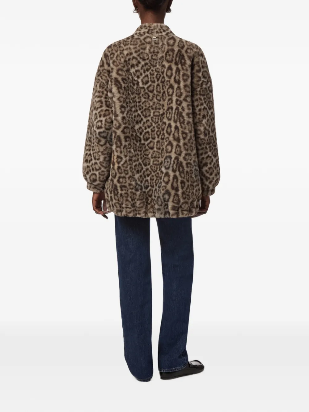 Apparis Jane jas van imitatiebont met luipaard-print Beige