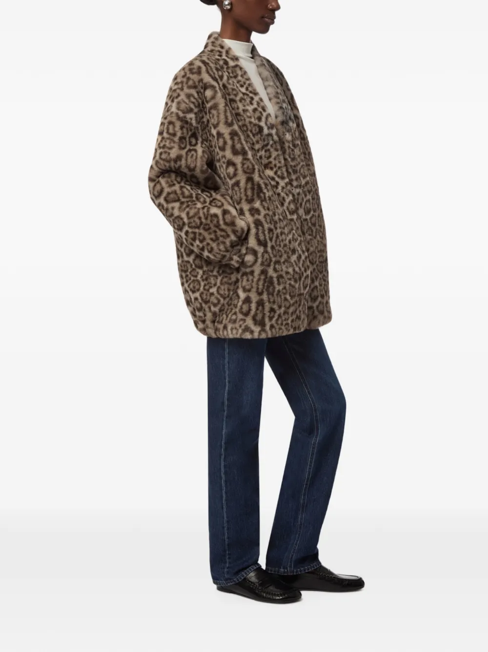 Apparis Jane jas van imitatiebont met luipaard-print Beige