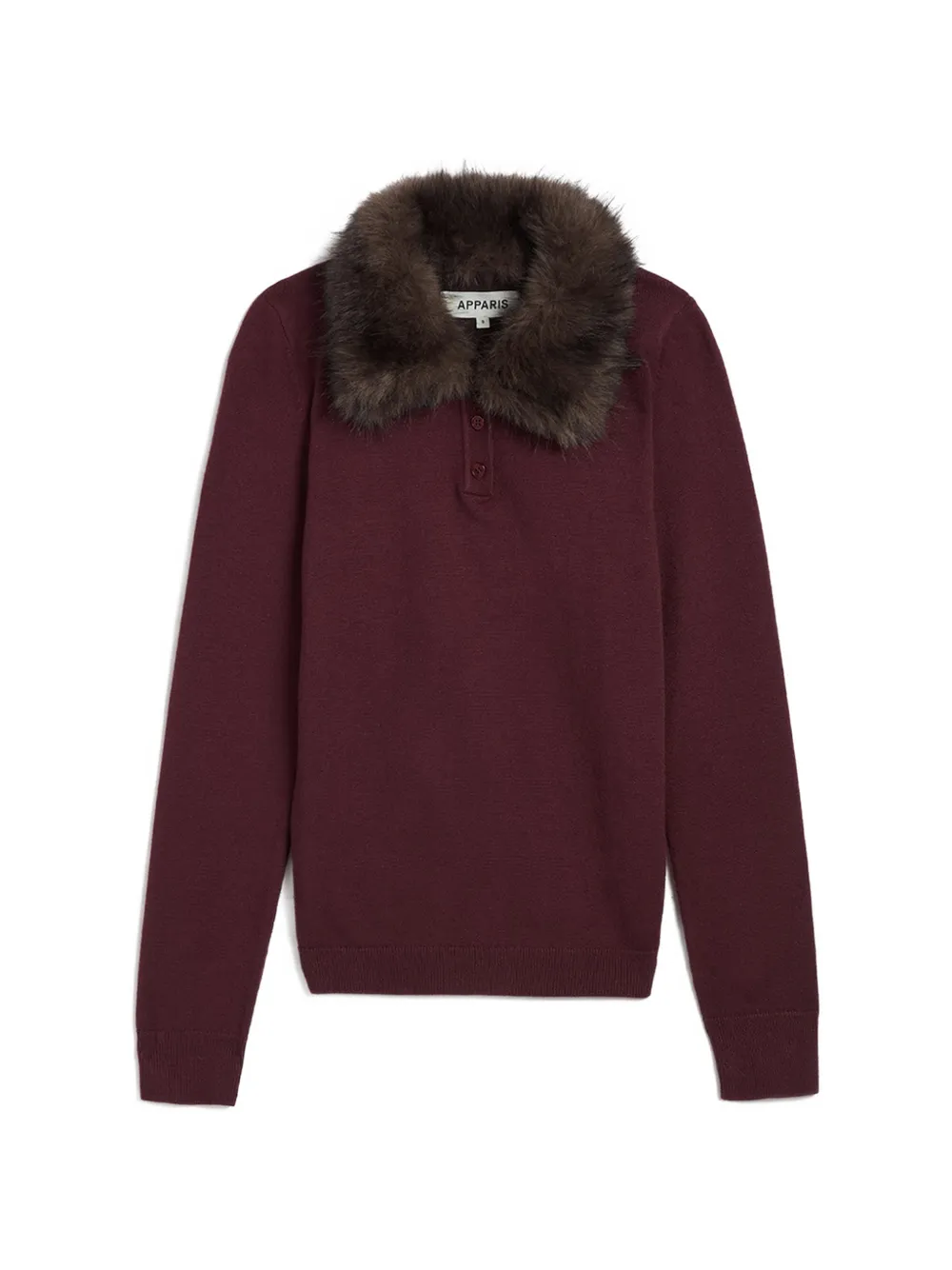 Apparis Esther faux-fur collar polo top - Rosso