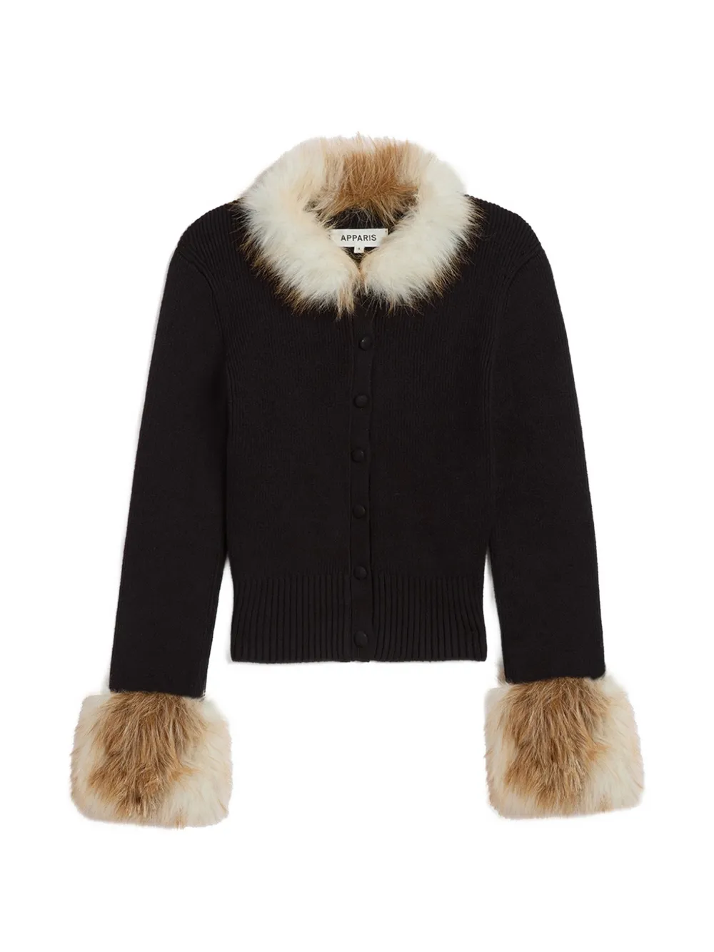 Apparis Rosa faux-fur trim cardigan - Black