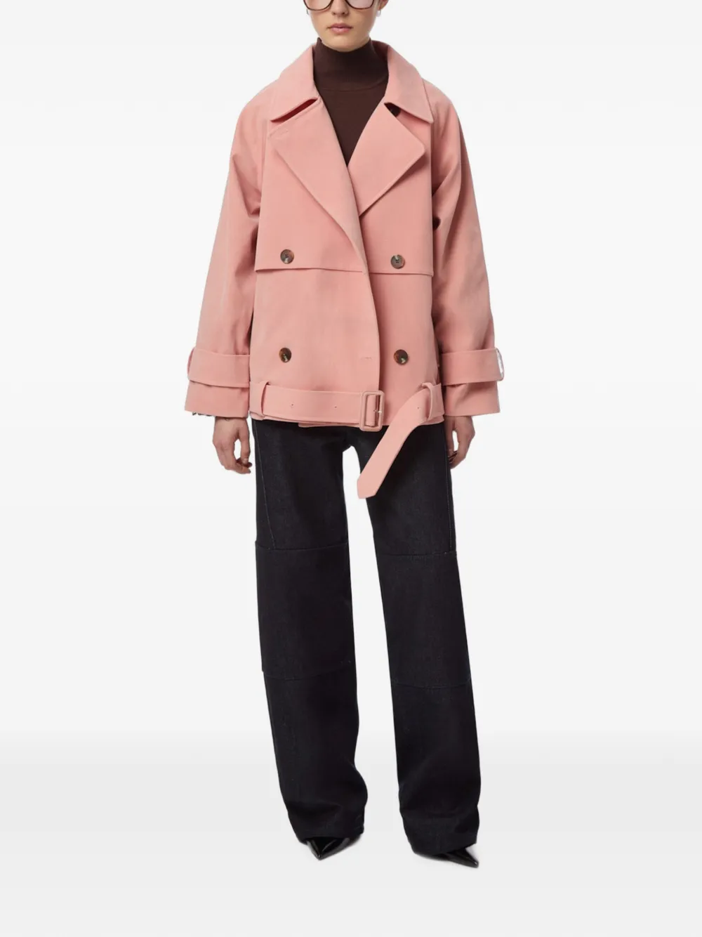 Apparis Gaia trenchcoat met dubbele rij knopen Roze
