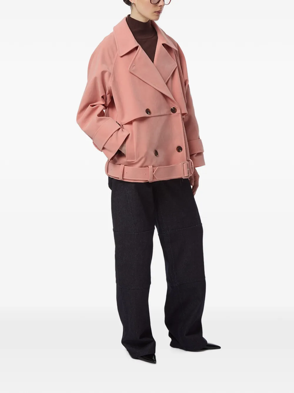 Apparis Gaia trenchcoat met dubbele rij knopen Roze