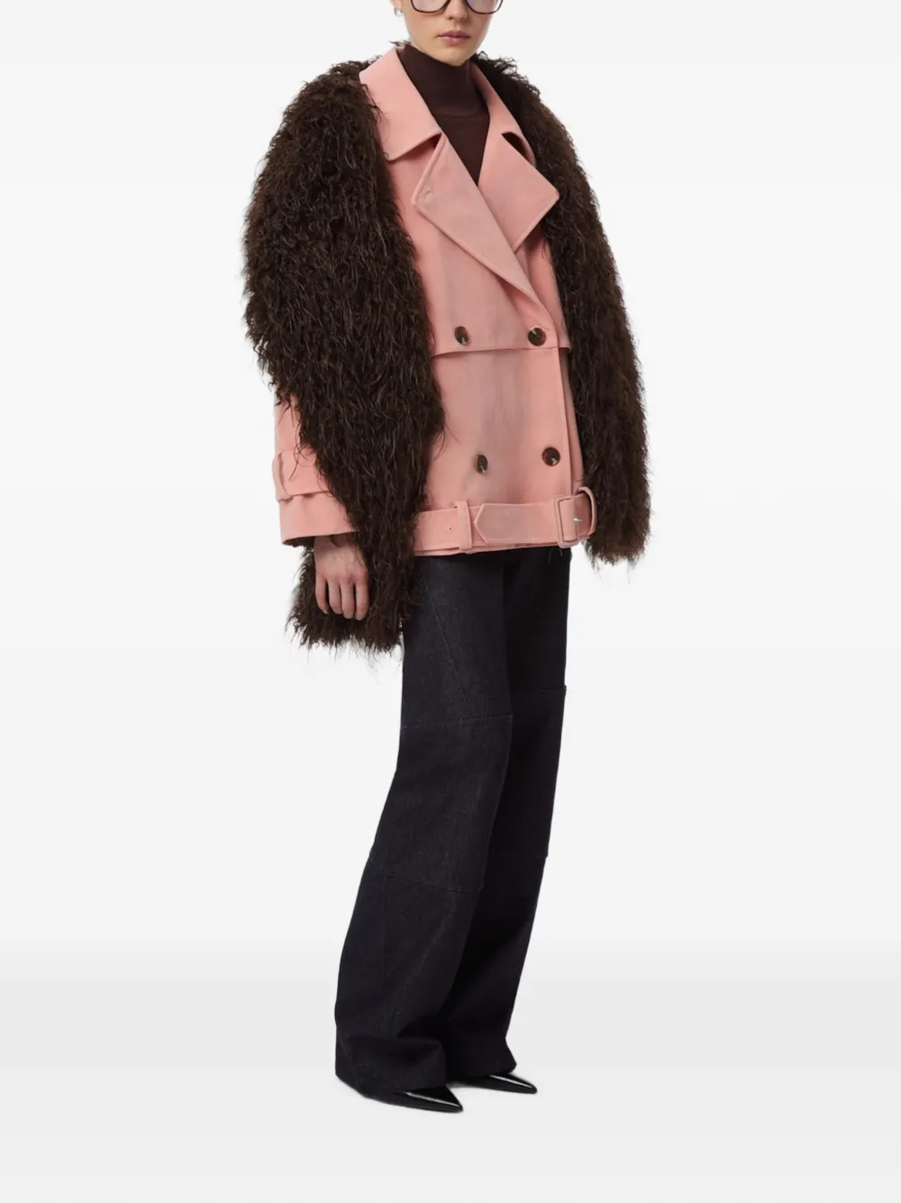 Apparis Gaia trenchcoat met dubbele rij knopen Roze