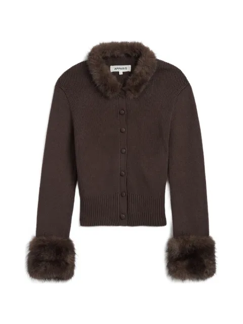 Apparis Rosa faux-fur trim ribbed cardigan