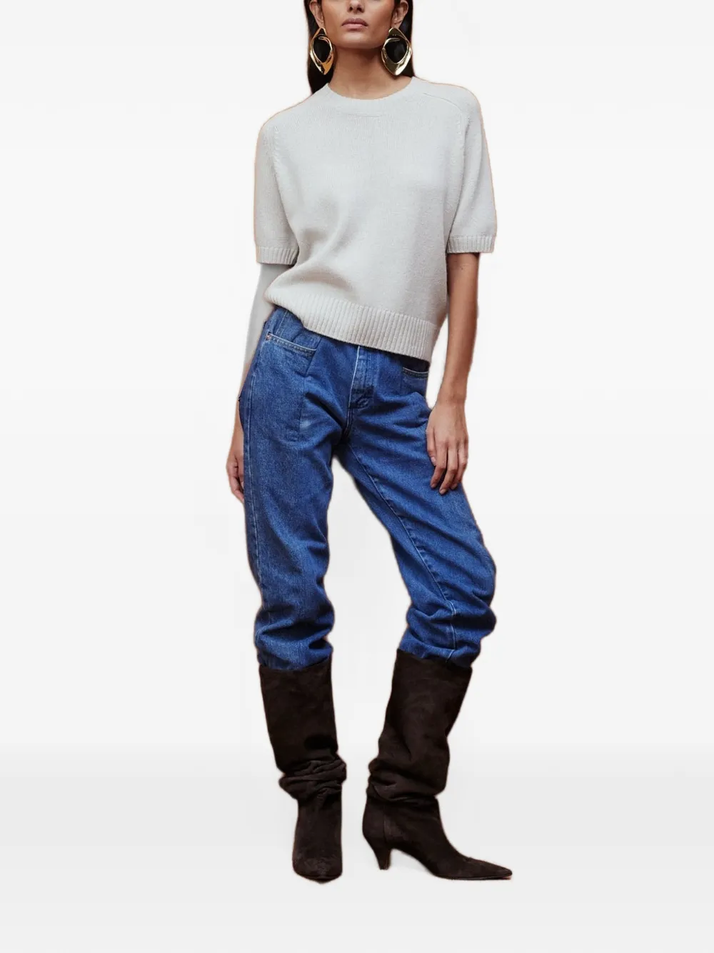 Allude Trui met ronde hals en korte mouwen Roze
