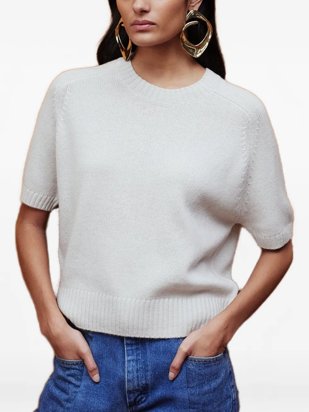 Allude Trui met ronde hals en korte mouwen Roze