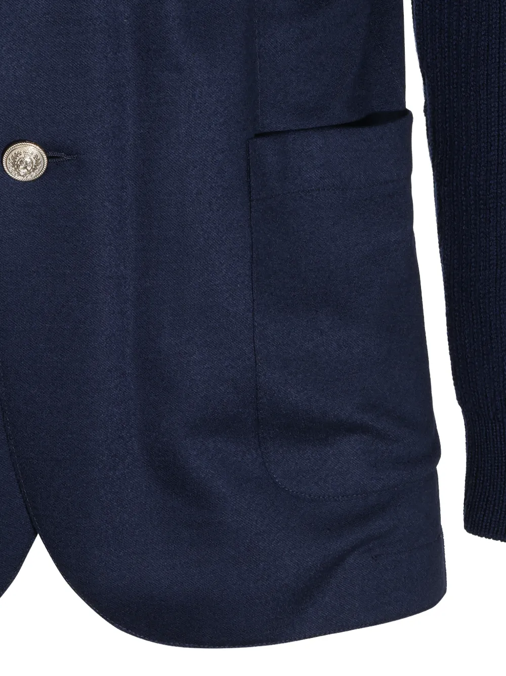 Eleventy Wollen jack met capuchon en vlakken Blauw