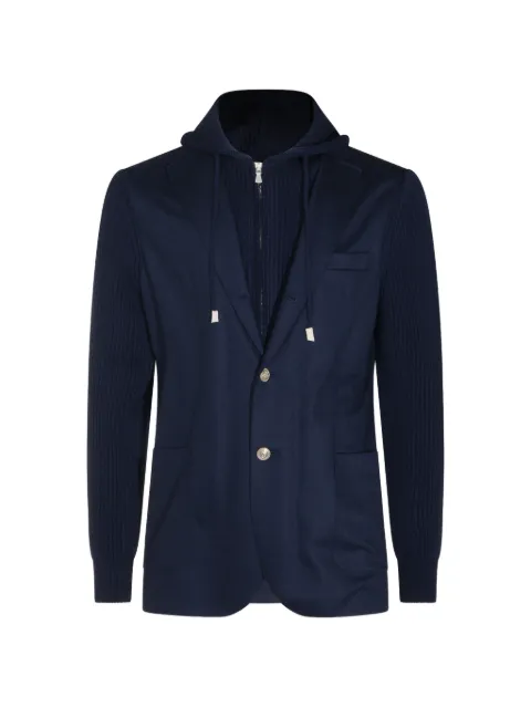Eleventy hooded panelled wool jacket