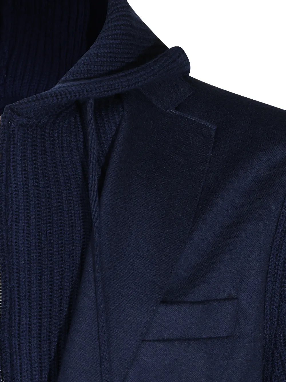Eleventy Wollen jack met capuchon en vlakken Blauw