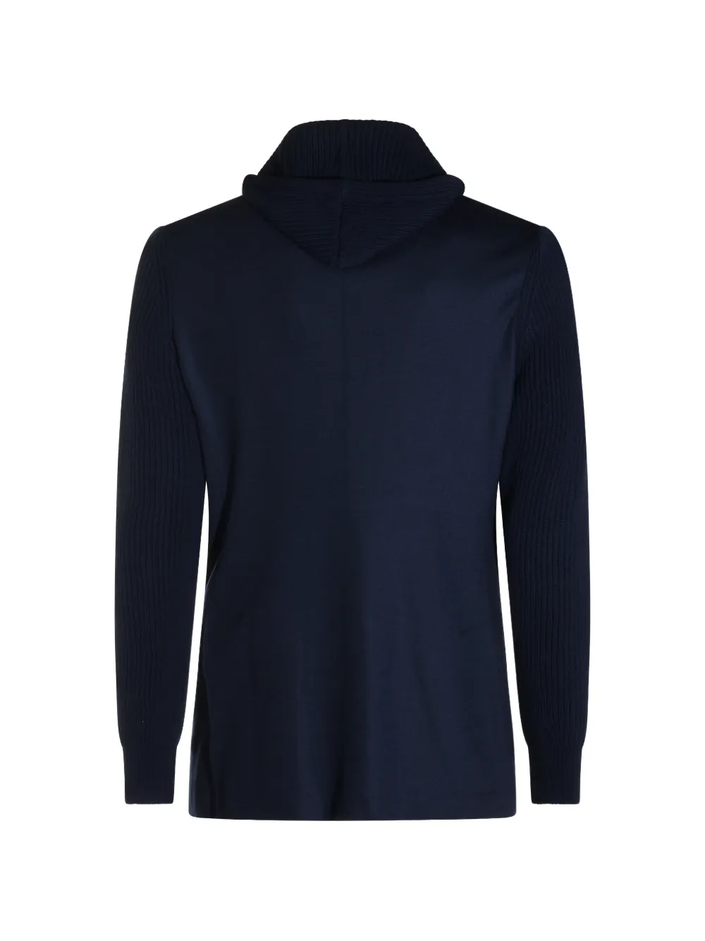 Eleventy Wollen jack met capuchon en vlakken Blauw