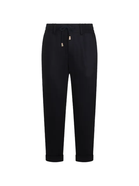 Eleventy drawstring-waistband turned-up-hem trousers