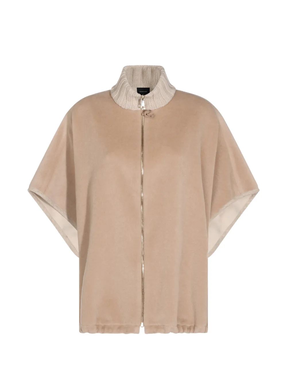 Fabiana Filippi Ribbed-knit Collar Zip-up Jacket In Neutrals