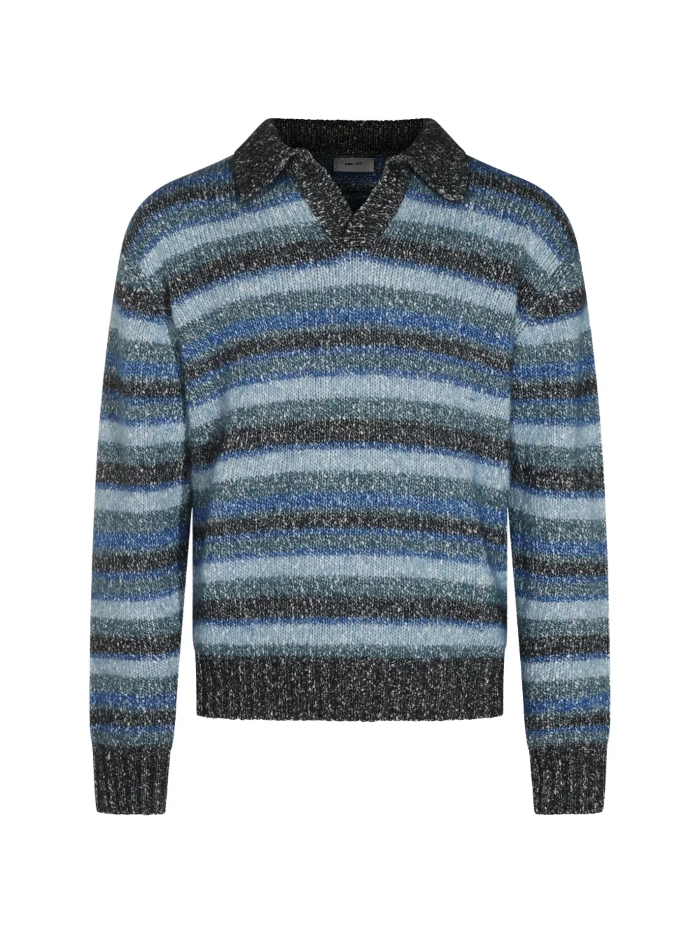 Nn07 Erling Striped Polo-collar Sweater In 블루