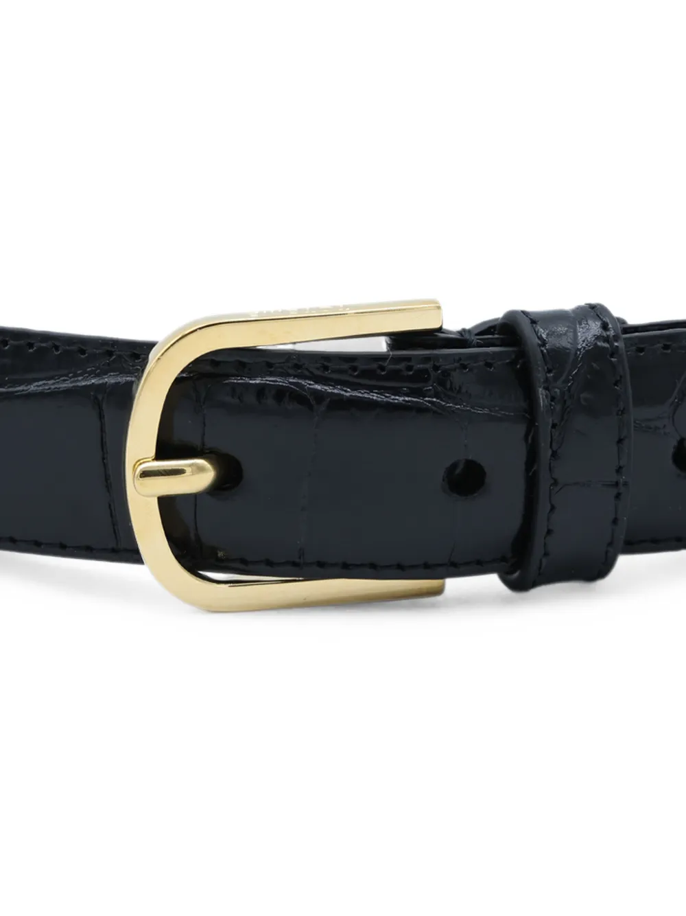 TOTEME Leren riem met krokodillen-reliëf Zwart