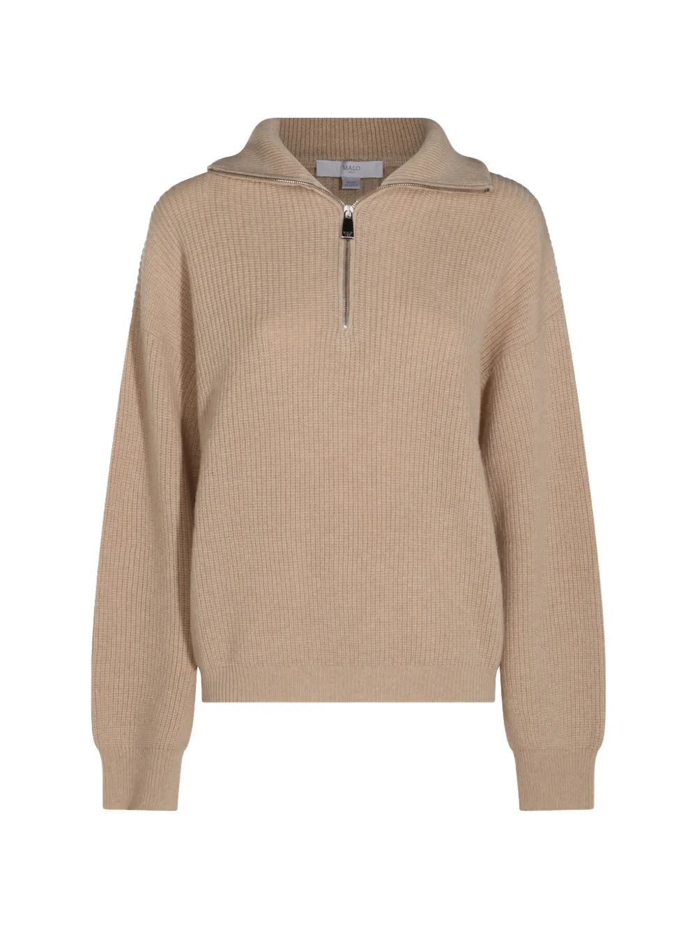 Malo ribbed-knit quarter-zip sweater - Toni neutri