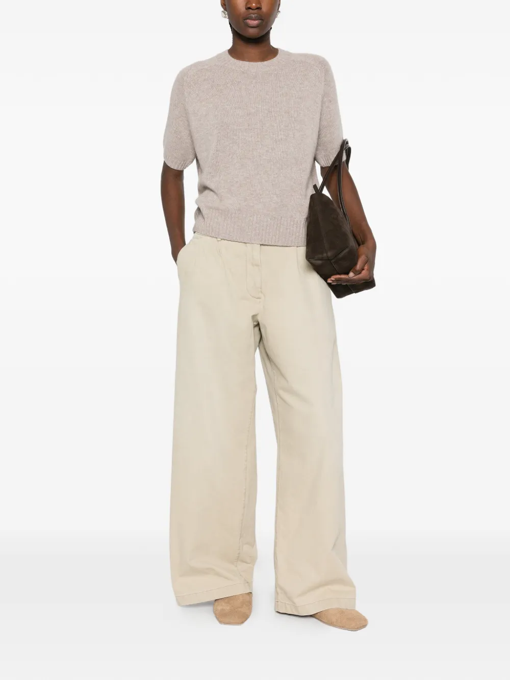Allude short-sleeve cashmere sweater Beige