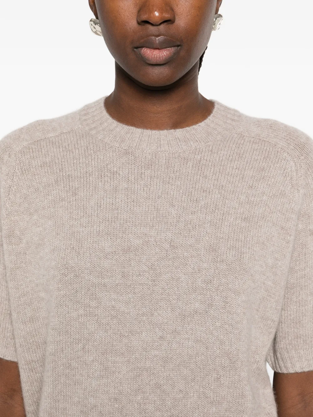 Allude short-sleeve cashmere sweater Beige