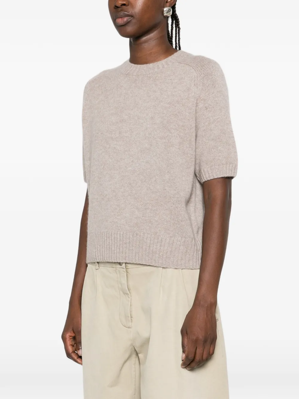 Allude short-sleeve cashmere sweater Beige