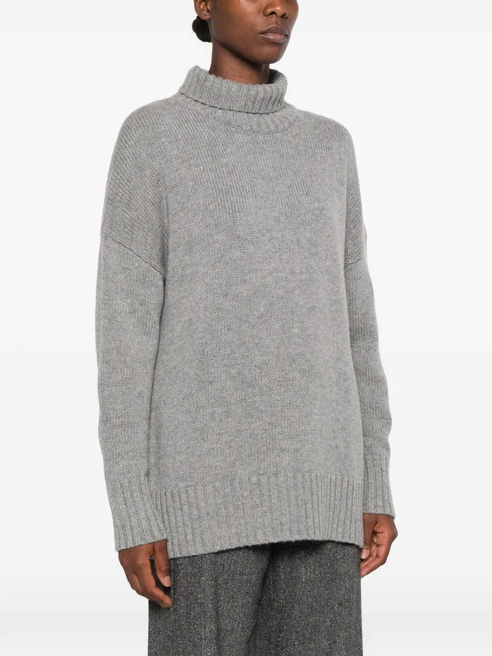 Allude ribbed-knit mock-neck sweater Grijs