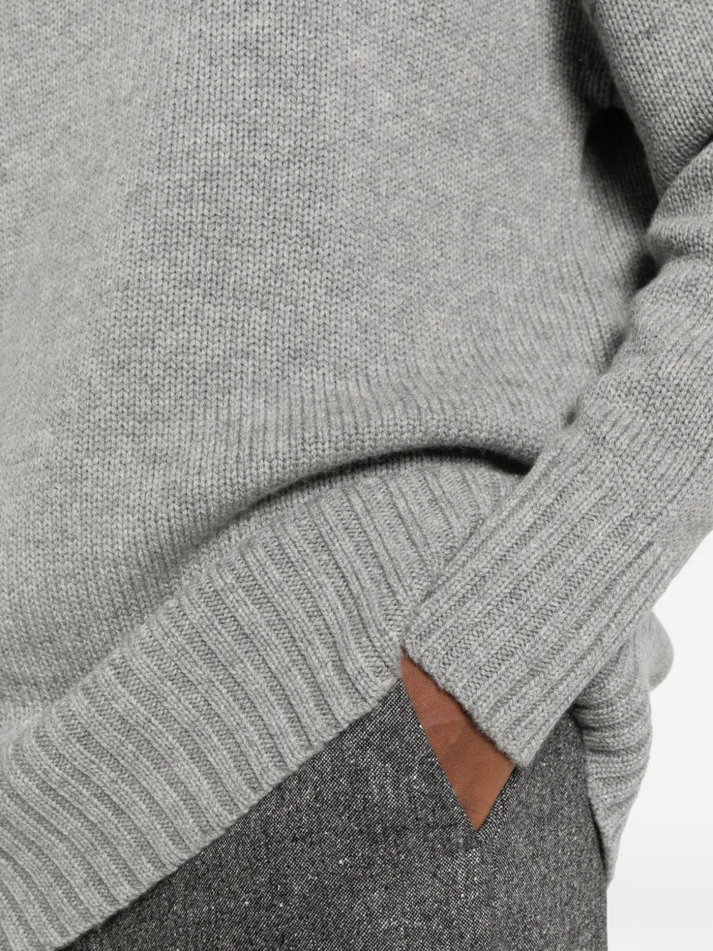 Allude ribbed-knit mock-neck sweater Grijs