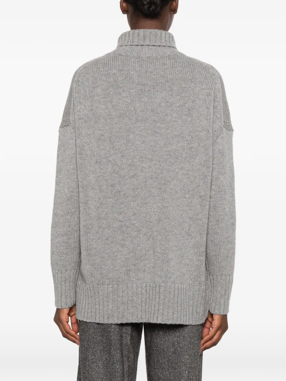 Allude ribbed-knit mock-neck sweater Grijs