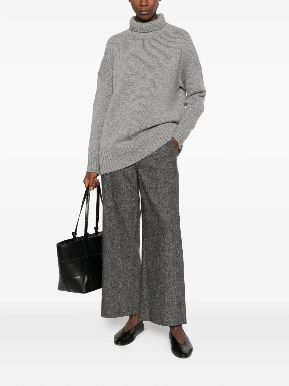 Allude ribbed-knit mock-neck sweater Grijs