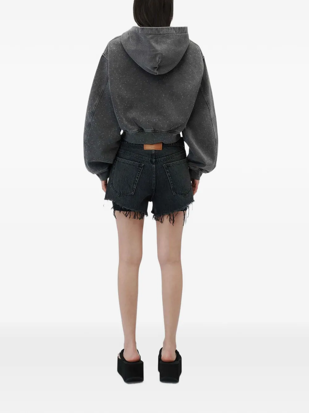 Alexander Wang Crystal Hotfix hoodie met rits Grijs