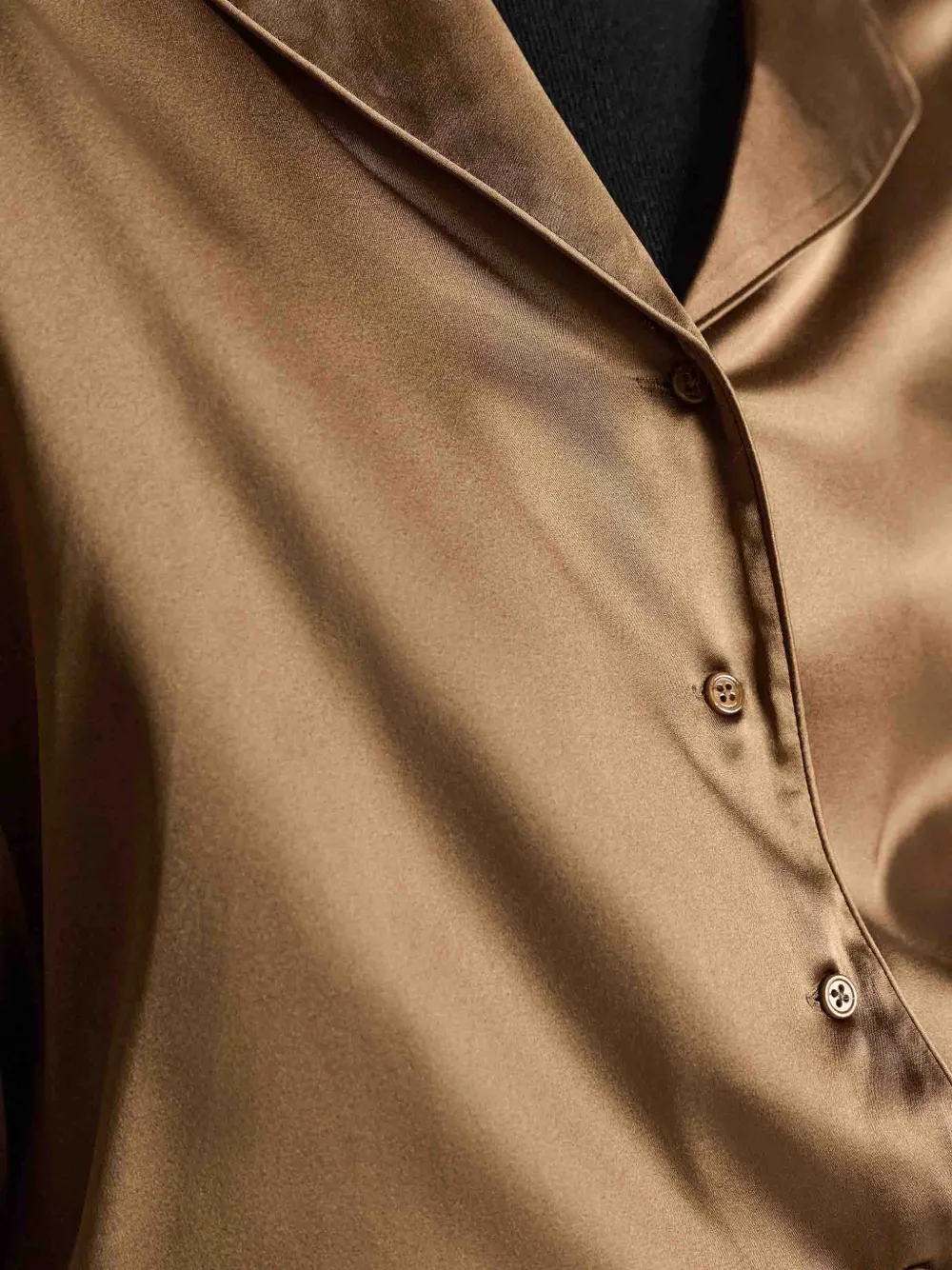 Dorothee Schumacher Sense of Shine blouse met gekerfde revers en satijnen afwerking Bruin